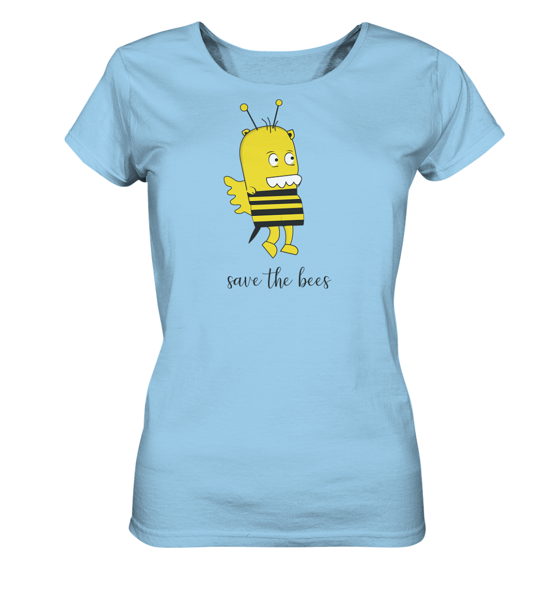 Save the Bees Motiv auf einem Bio Baumwoll Shirt für Damen