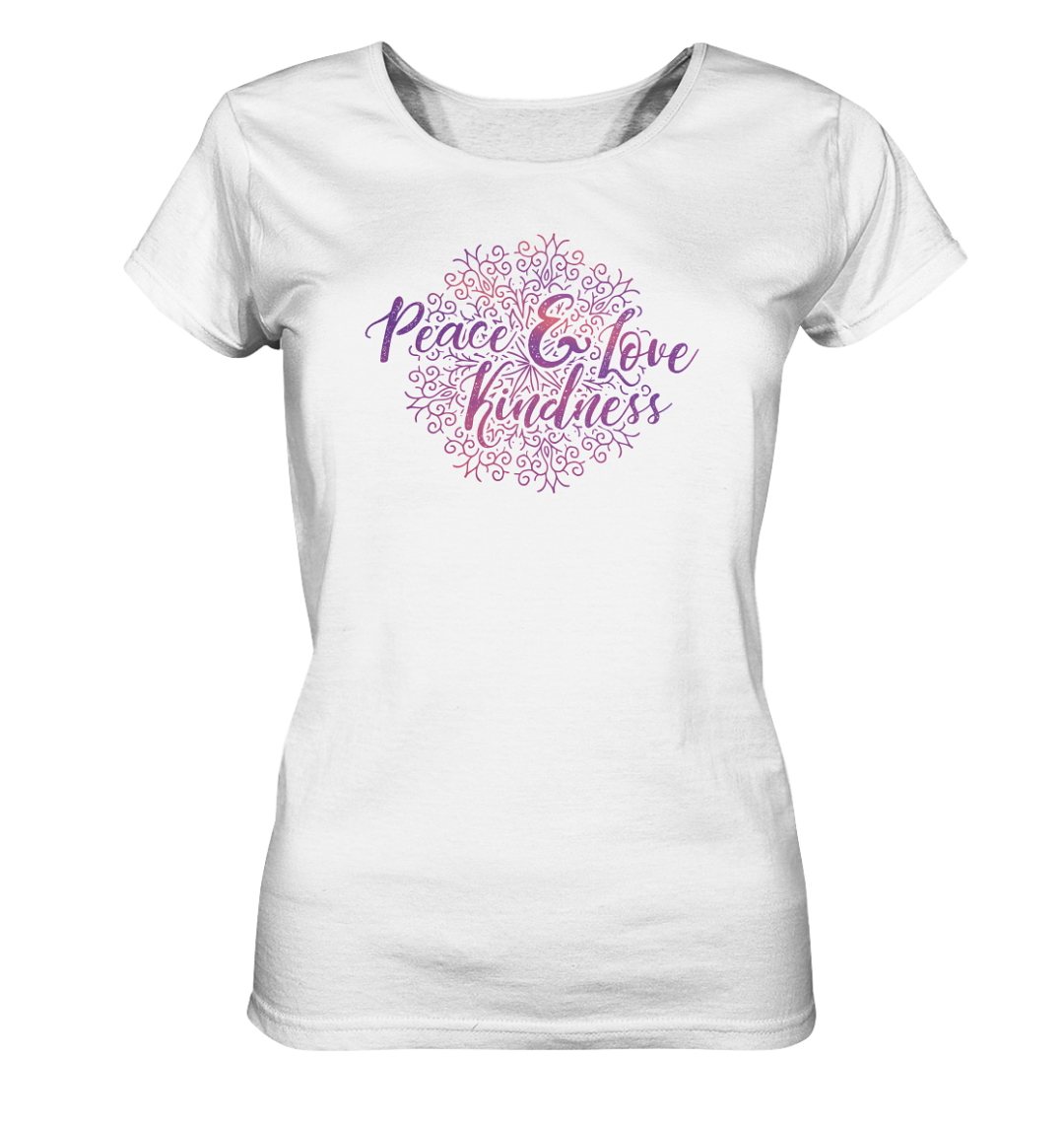 Peace Love and Kindness Mandala T-Shirt für Damen